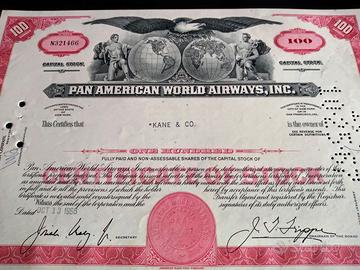Certificato Azionario Pan American World Airways
