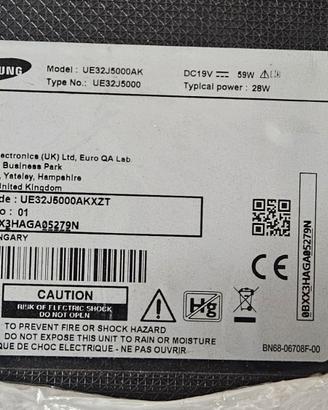 TV Samsung 32” UE32J5000 Full HD funzionante