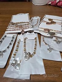17 bracciali in acciaio  gold e silver