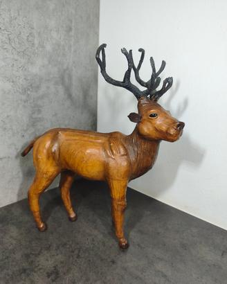 Statuetta Cervo Vintage in Cuoio, lavorato a mano