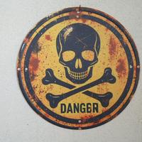 TARGA DECORATIVA IN METALLO DANGER