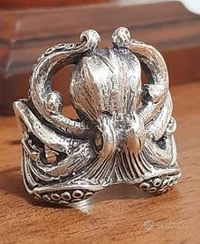 anello argento 925 polipo octopus uomo