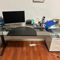 Scrivania/Tavolo in Vetro con Gambe regolabili