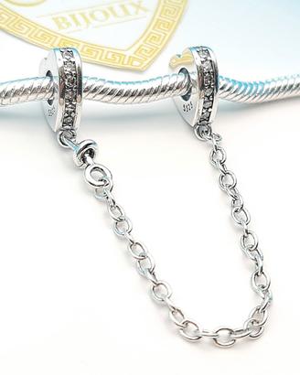 Charm argento 925 catena di sicurezza cuoricini 