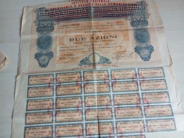 CERTIFICATI AZIONARI STORICI ANNI '30