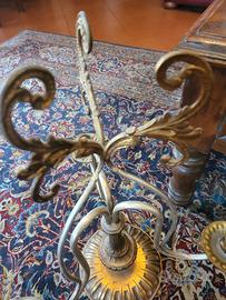 Candelabro vintage dorato a 3 bracci 