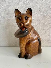 Gatto in legno dipinto a mano – mod 26