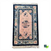 TAPPETO CINESE PECHINO ROSA E BLU ANNODATO A MANO