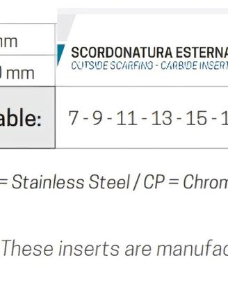 SCORDONATURA ESTERNA - INSERTI METALLO DURO
