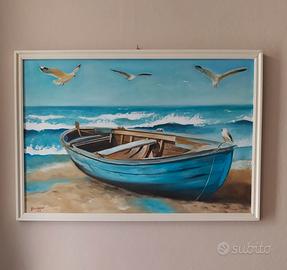Quadro olio su tavola paesaggio mare 60*40