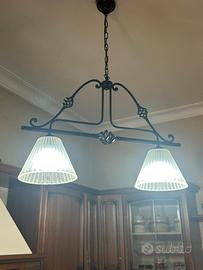 ARTE POVERA LAMPADARIO IN FERRO BATTUTO