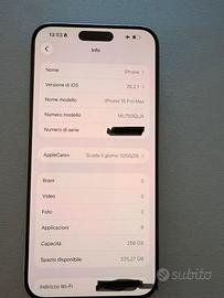 iPhone 15 Pro Max 256GB AppleCare+ 2026