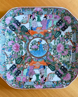 Piatto decorativo Famille Rose stile orientale