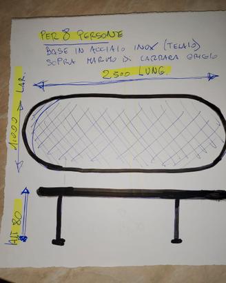 Tavolo da esterno in Marmo/Acciaio Iox