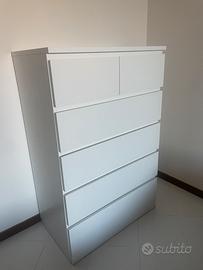 Cassettiera IKEA MALM 6 cassetti bianca 80x123 cm