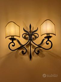 Lampada da Parete 2 Luci Ferro Battuto