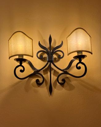 Lampada da Parete 2 Luci Ferro Battuto