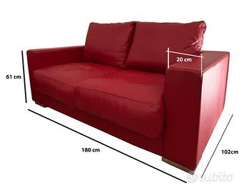 Divano vera pelle rosso scuro 