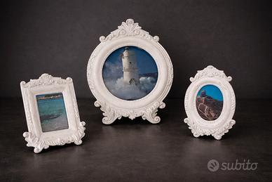 Set 3 cornici portafoto  bianche stile shabby chic