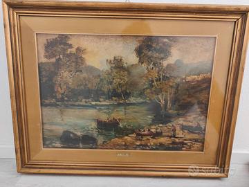 Luigi Canali - Paesaggio Fluviale con Cornice