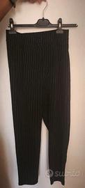 Pantalone a vita alta nero a righe bianche