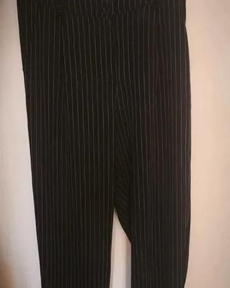 Pantalone a vita alta nero a righe bianche