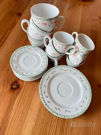 6 tazzine con piattini + 4 tazze te con piattini