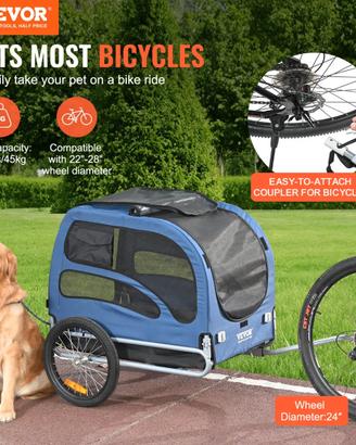VEVOR Rimorchio Bici per Cani Pieghevole