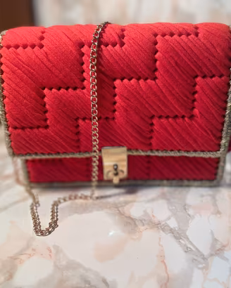 Borsa KIRA rosso/oro a tracolla handmade