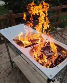 Barbecue artigianale con doppia vasca