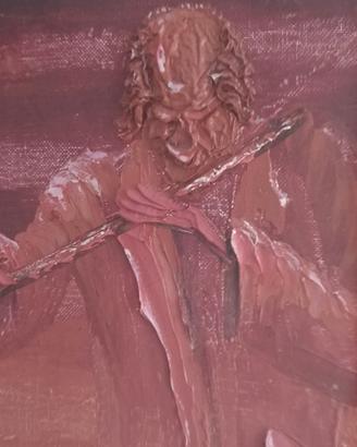 antico quadro con dipinto su tela 