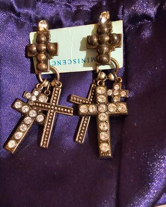 orecchini metallo bronzato punk antiallergici