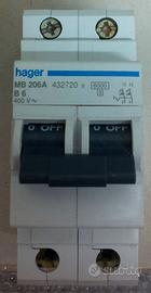 interruttore magnetotermico Hager MB206A  400V