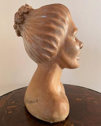 Scultura in argilla mezzobusto di donna