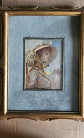 quadro dipinto a olio profilo donna