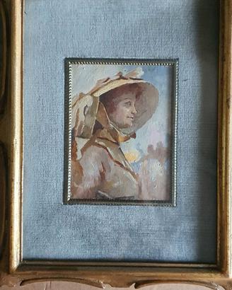 quadro dipinto a olio profilo donna
