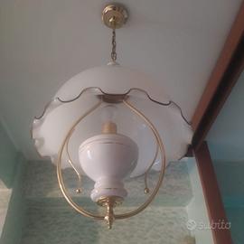 Set Illuminazione Vintage anni 80 Ottone e Vetro O