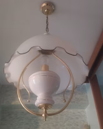 Set Illuminazione Vintage anni 80 Ottone e Vetro O
