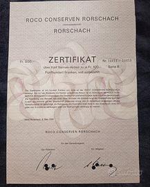 Svizzera certificato azionario nominativo.