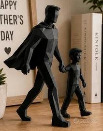 decorazione arte statua famiglia papà figlio 