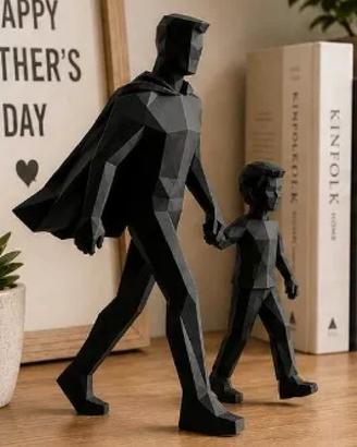 decorazione arte statua famiglia papà figlio 
