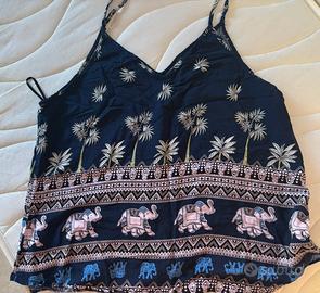 Canotta Donna 2XL/3XL Fantasia Etnica Elefanti