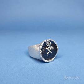 ANELLO VINTAGE PIETRO FERRANTE CROCE CON TESCHIO