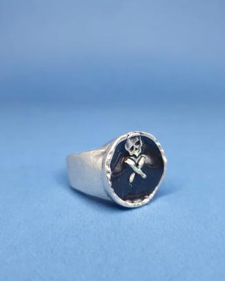 ANELLO VINTAGE PIETRO FERRANTE CROCE CON TESCHIO