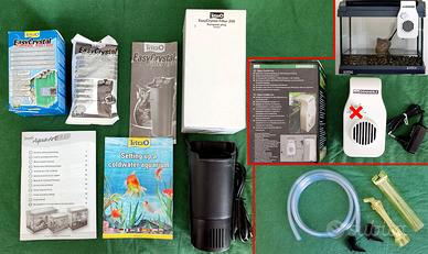 Filtro con cartucce, sifone e ventola acquario