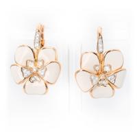 Orecchini in oro rosato con smalto e diamanti 0,40