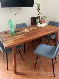 Tavolo 160x90 cm piano e gambe in legno di acacia