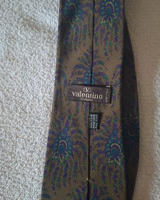 Cravatta Valentino verde oliva 100% seta