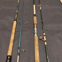 Canne da pesca vintage in fibra di vetro e sughero