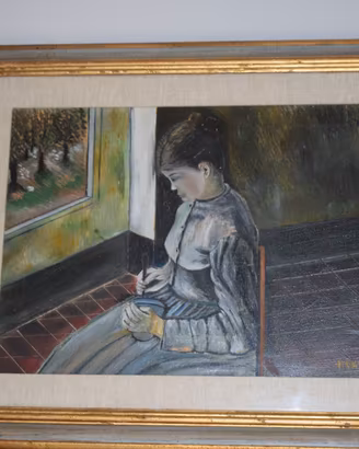 Dipinto a olio anni'70, cornice arte fiorentina
